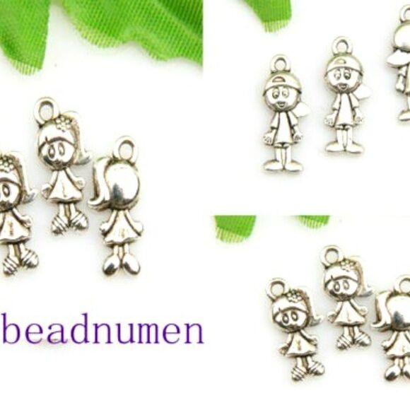 Womens 2 Piece Silver Boy Charm - Picture 1 of 1